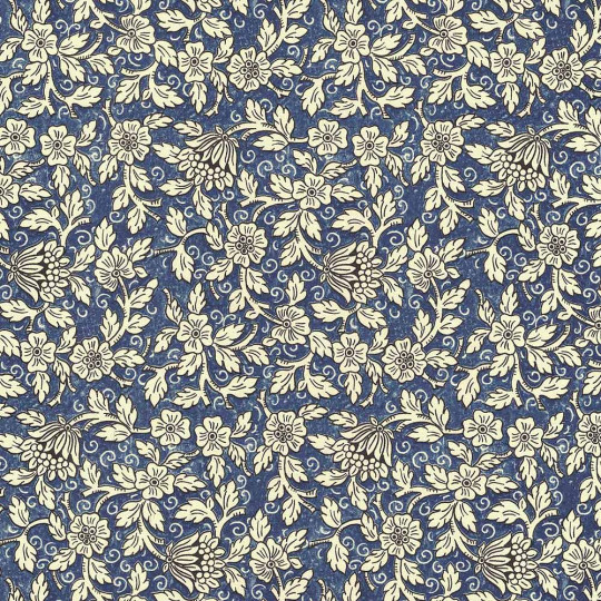 Blue Floral and Vine Print Italian Paper ~ Carta Varese Italy